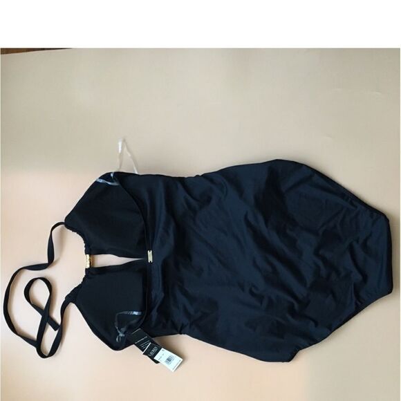 NWT LAUREN Ralph Lauren Beach Club Solid High Neck One-Piece size 8 - Picture 5 of 12